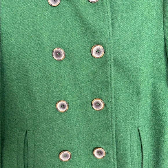CAbi Emerald Green Double-Breasted Wool Coat — Size 4 - Picture 3 of 7